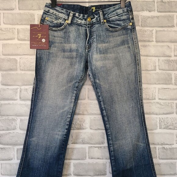 7 For All Mankind Embroidered Bootcut Ombre Jeans NEW 27 Blue Denim Wash - Picture 11 of 12